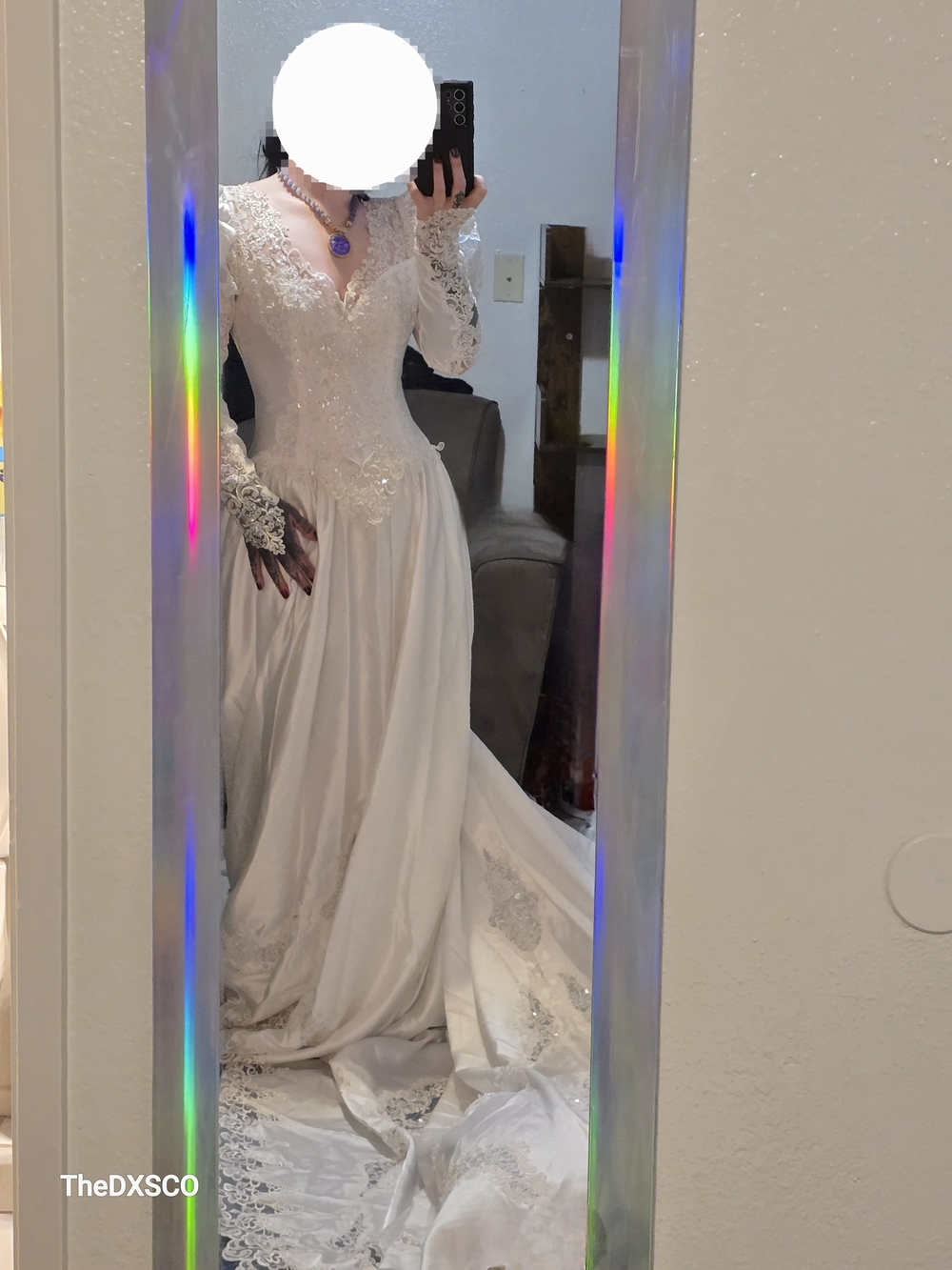 Demetrio's Vintage 1980s Lace Bead And Satin Wedding Gown
